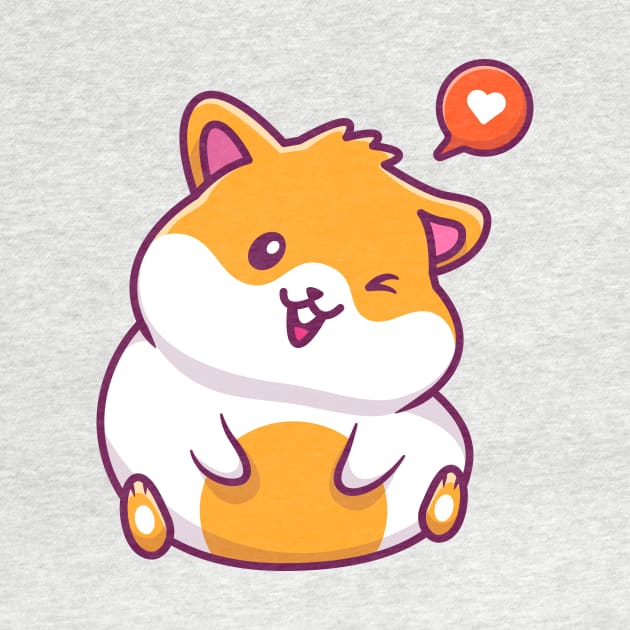 Cute Hamster Sitting With Speech Bubble Love Cartoon by Catalyst Labs